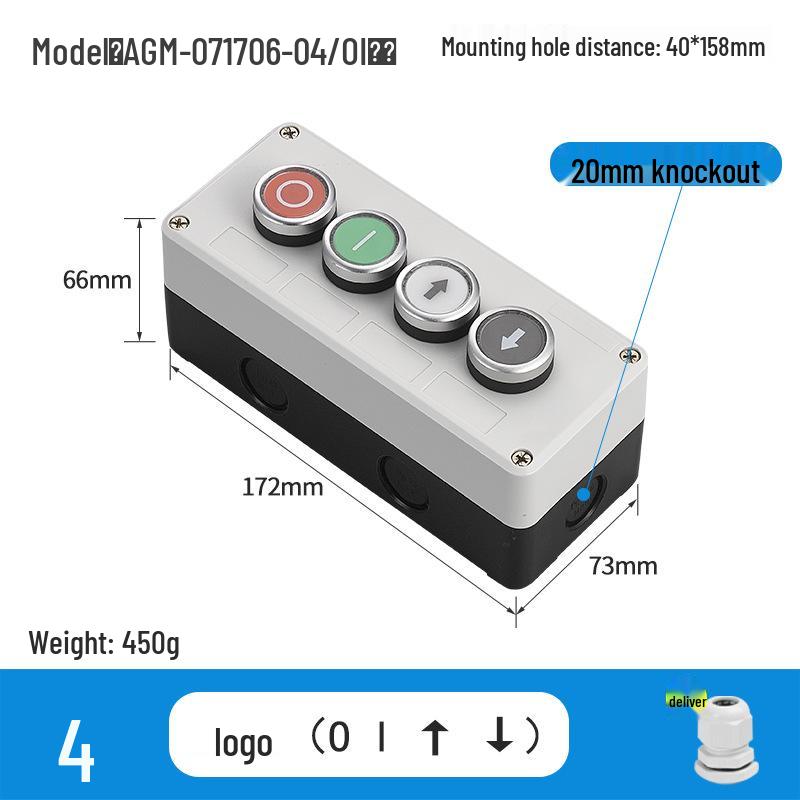 KEOLEA Waterproof Emergency Stop & Start Button, Industrial Self-Reset Push Control Box