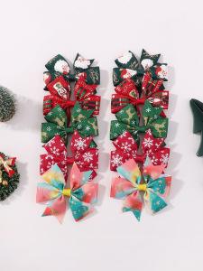 Christmas Snowflake Elk Red And Green Children'S Hair Accessories Set Holiday Headgear Vintage Dovetail Hairpin 4790