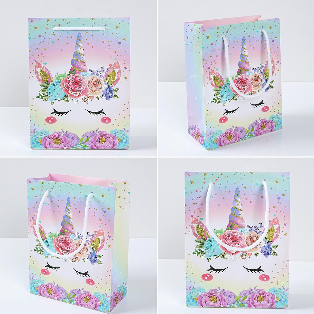 Unicorn Gift Bags Candy Biscuit Packaging Paper Bag Unicorn Theme Birthday Party Decorations Kids Girls Baby Shower Supplies