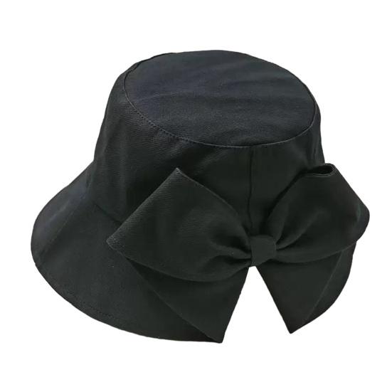 

Bucket Hat with Hand-Knotted Bow Decoration Flat Dome Wide Brim Women Fisherman Hat Summer Outdoor Sun Protection Hat чёрный