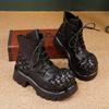 Fashion GKTINOO 2025 Winter New Retro Genuine Leather Woven Short Boots Lace-up Thick Bottom And Thick Heel Women's Boots