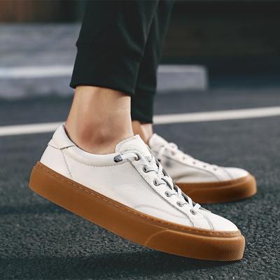 Vintage Running Shoes for Men Chic Design White Leather Breathable Shoe Men Sneakers Genuine Leather Mens Shoes Breathable Soft