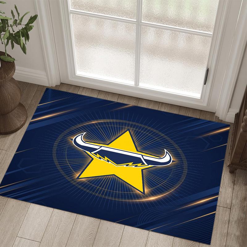 North Queensland Cowboys Design Crystal Velvet Carpet Cozy Non?Slip Printed Rug For Bedroom Living Room Entrance