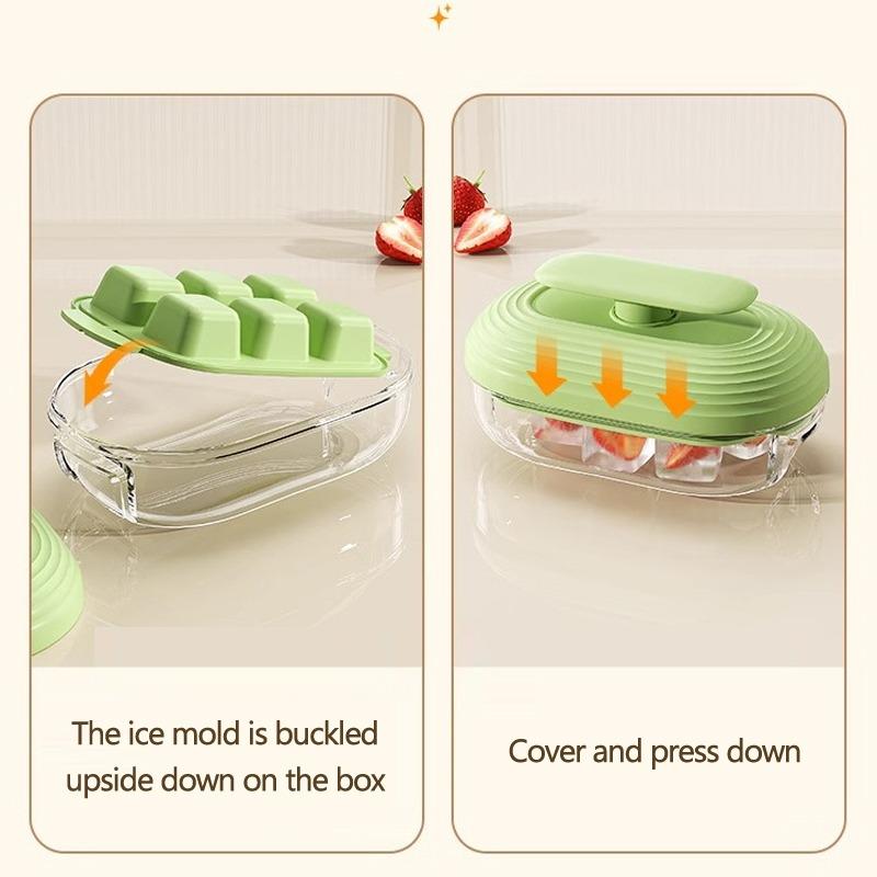 Skladujte mražené kostky ledu v lisovaných ledových boxech pro snadné uvolnění a rychlé zmrazení pro domácí použití