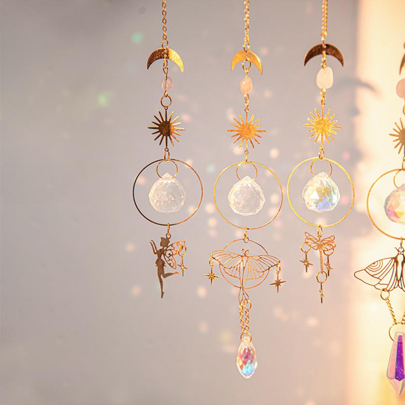 Garden Wind Chime Crystal Suncatcher Crystal Pendant Sun Catcher Car Interior Decoration Balcony Ornament Home Decor