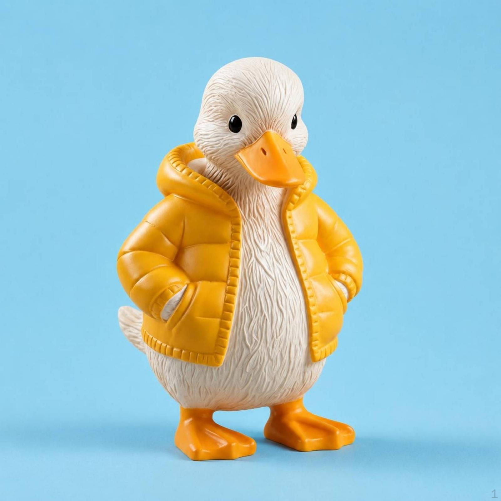 Hooded Duck Figurine Textured Adorable Sculpture CartoonStyle Home Decor for Tabletop, жёлтый