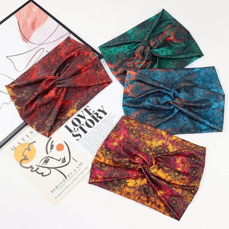 Boho styl Dámská široká čelenka Retro čelenka Elastický měkký turban Uzlovaný Vhodný na jógu Vlasové doplňky