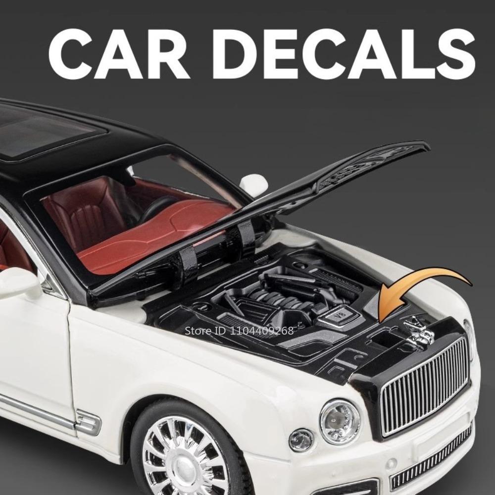 1:24 Scale Mulsanne Bentayga Car Model Toy Metal Diecast Pull Back Doors Opened Miniature Vehicle Models Boys Sound Light Gifts
