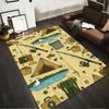 Camping and Fishing Illustrated Carpet with Tents, Gear, and Wildlife Suitable for Use As an Anti-slip for Living Room Bedroom Sofas