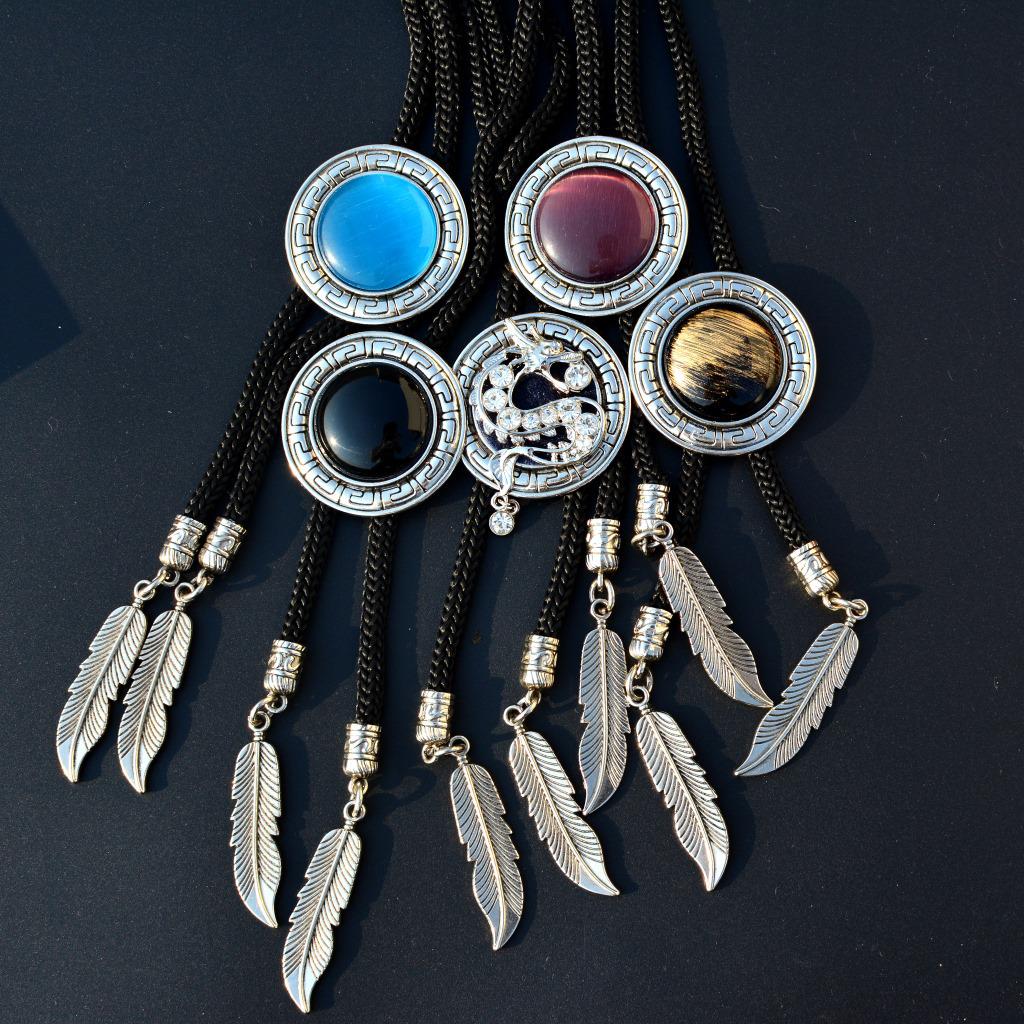 Korean Men's Gem Inlaid Bolo Tie Necklace and Shirt Ornament
