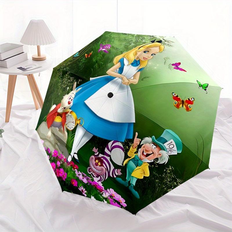 1pc Alice in Wonderland Pattern Umbrella, Fashionable, Personalized, High-Value Folding Umbrella, a Must-Have for Summer, 8-Rib Durable Iron
