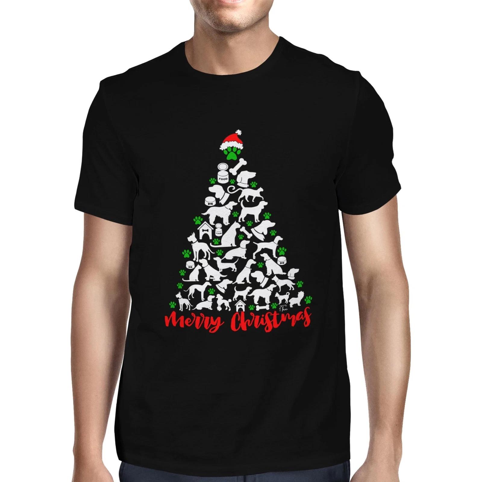 1Tee Mens Dog Tree - Christmas Tree Made of Dogs T-Shirt XS