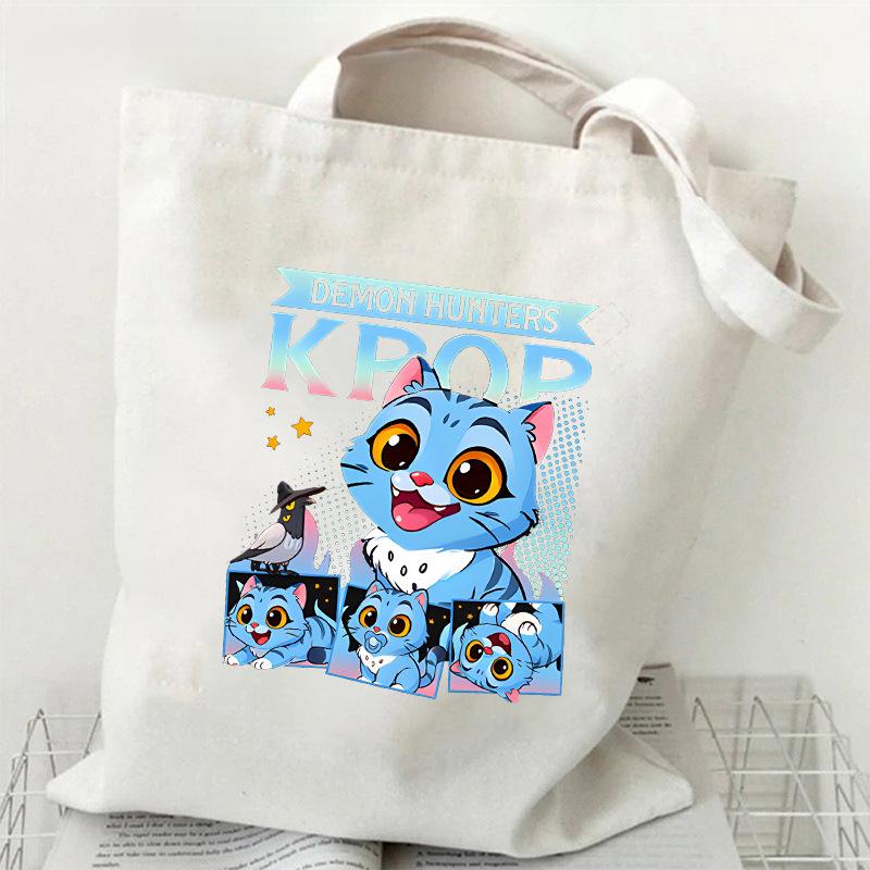 KPOP Dämonenjäger Tigerdruck Canvas Tasche Einzelner Schulterrucksack Student Tragbare Einkaufstasche