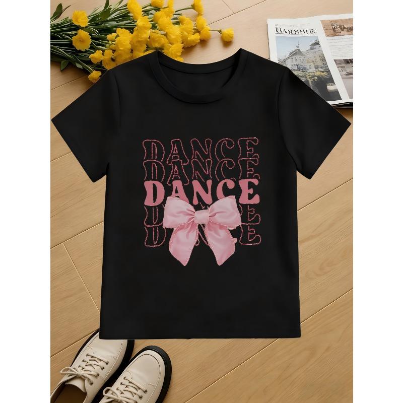 European Sizes Girls' Printed Short-Sleeve T-Shirt, Summer Lightweight Comfortable Casual Top for Kids