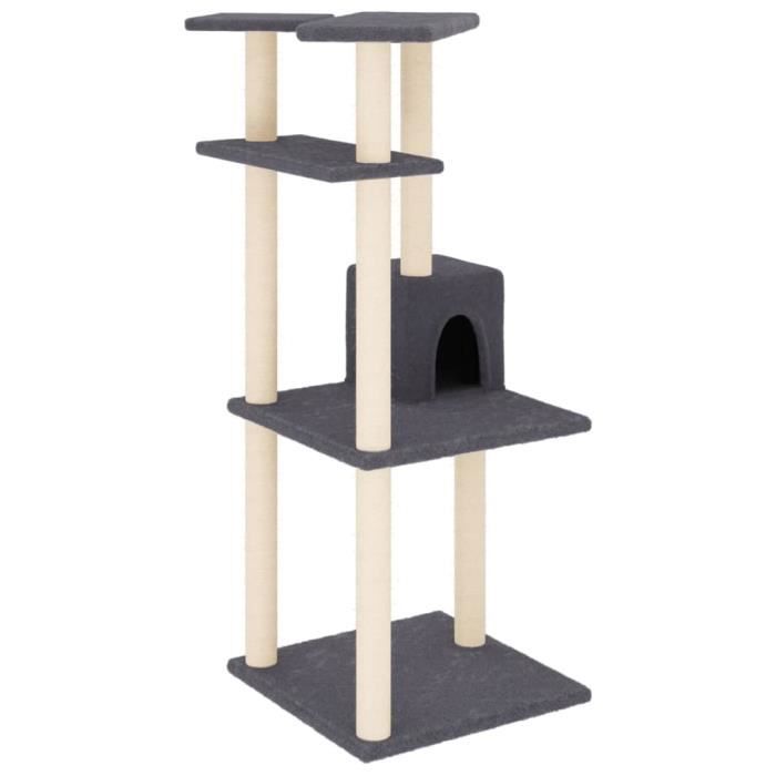 VidaXL Arbre à chat avec griffoirs en sisal gris foncé 123 cm 171785