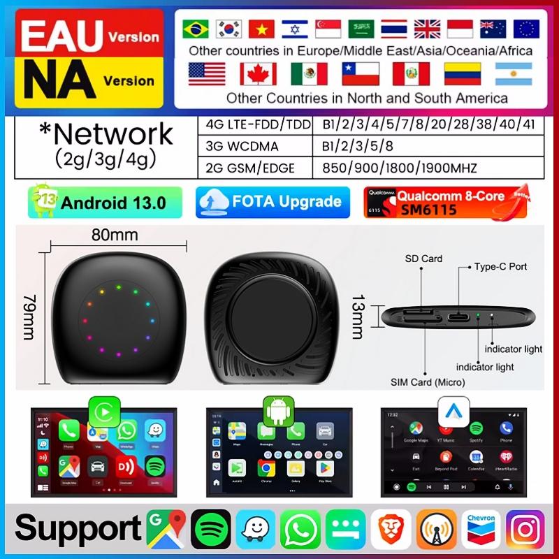 

2025 Android 13.0 CarPlay Smart TV Streaming AI Box SM6115 8-ядерный Android Auto Беспроводной CarPlay Разделенный экран Для OEM Автомобиля 4G LTE 4GB 64GB