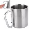 Tumbler 300ml Stainless Steel Travel Water Tea Coffee Mug Self Lock Carabiner Handle Cup for Camping Hiking Climbing Outdoor