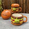1pc Alien Burger Design Ceramic Mug with Lid , Reusable, Machine Washable, Round Shape, Material  Multipurpose, Novelty Cup for Adults