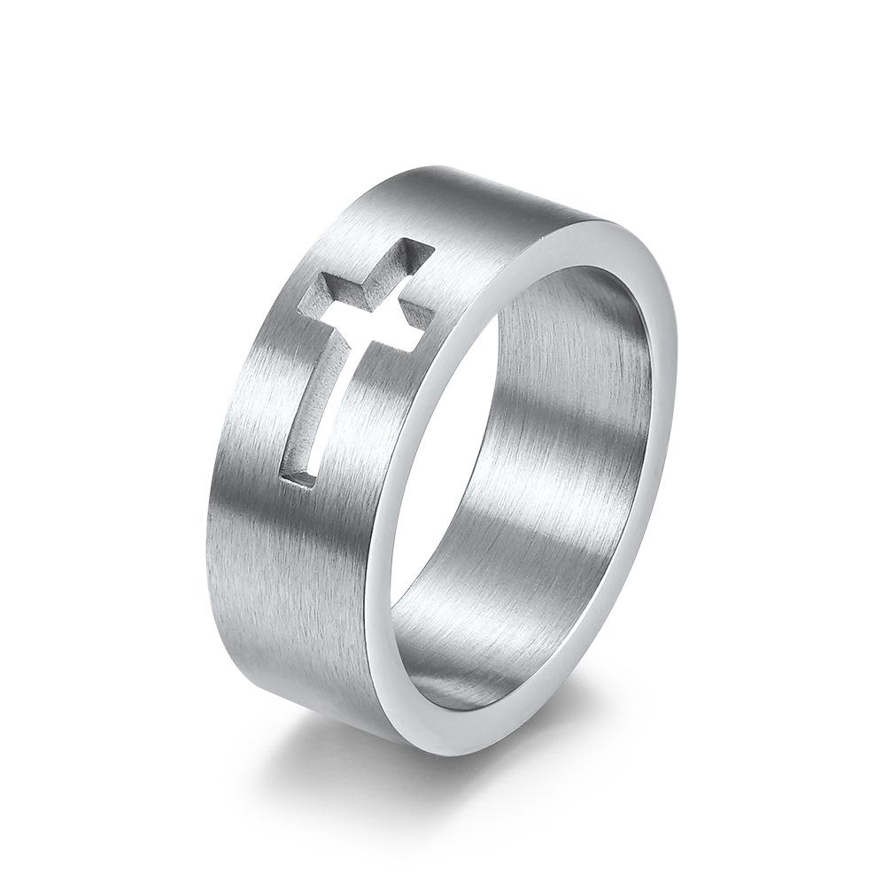 Stainless Steel Hollow Cross Ring for Men and Women Wedding Proposal Ring Couple Pairing Ring