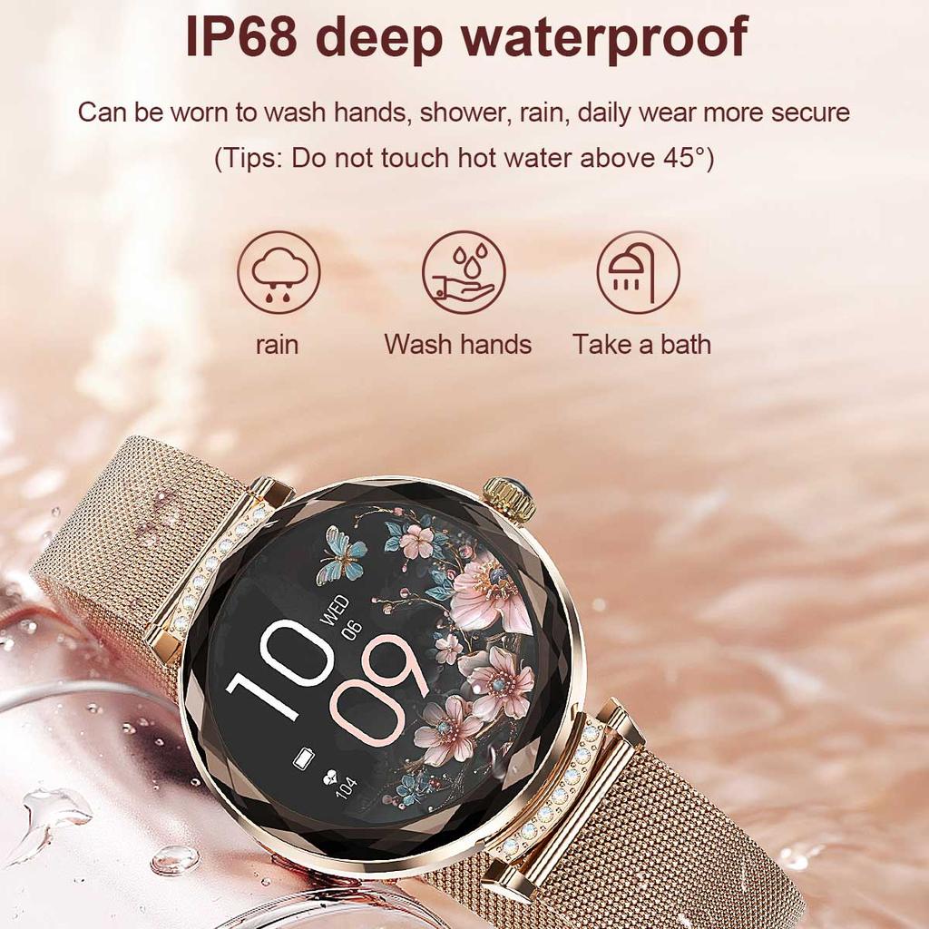 LUCKY START Fashion Smart Watch Women Bracelet Heart Rate Monitor Custom Dial Sports Fitness Watch Ladies Waterproof Smartwatch Android