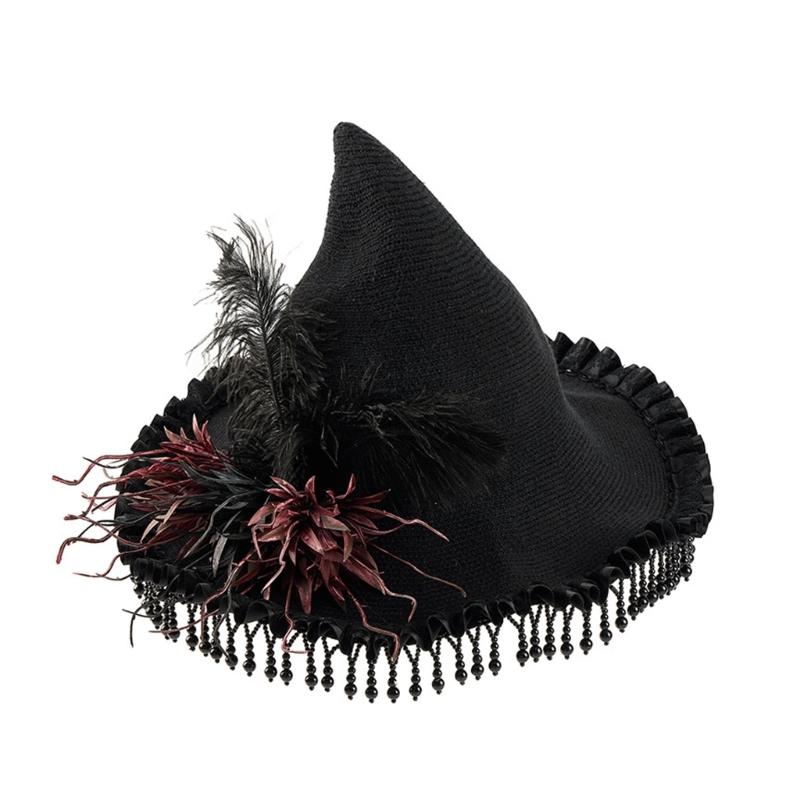 Gothic Lace Witch Hat Soft Foldable Design Perfect For Halloween Costume Parties Home Decorations 1