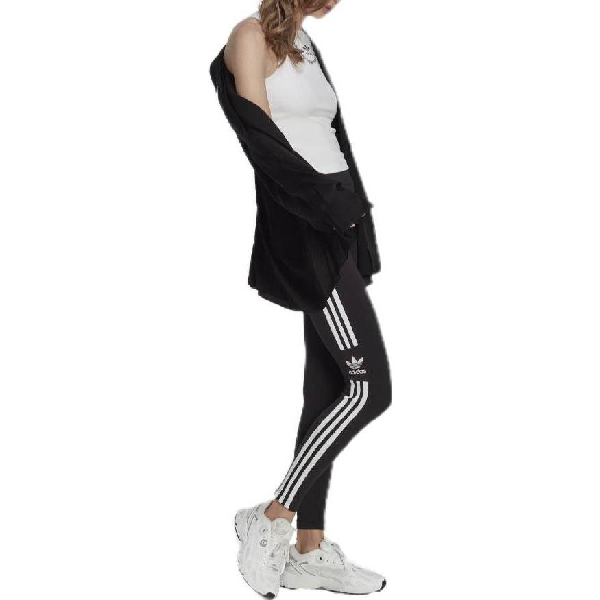 adidas Originals Color Block Side Stripe Logo Print Slim Fit Sports Pants Women Bottoms Black IB7305