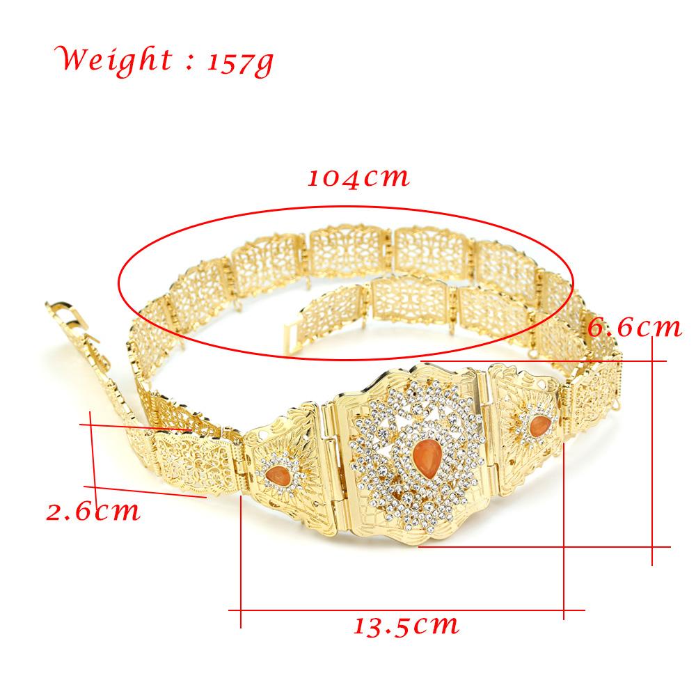 Gold Color Women Waist Chain Belt Bride Jewelry Crystal Body Chain Belt Wedding Jewelry