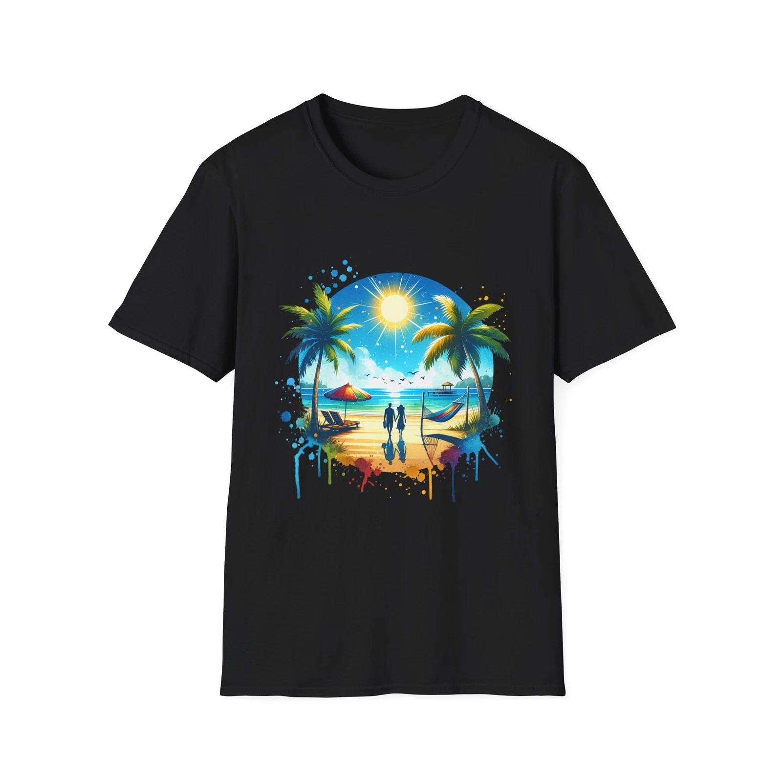 Tropical Sunset Unisex T-Shirt, Summer Vibes, Beach Lover Gift, Vacation Wear, M