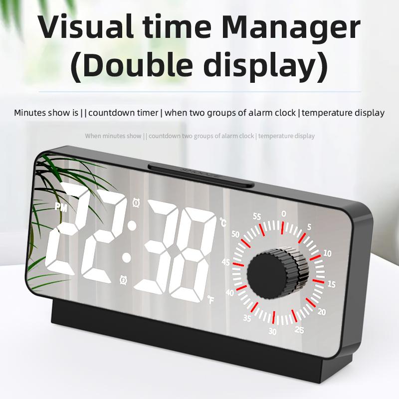 Digital Electronic Minimalist Alarm Clock with Timer Snooze Function USB Charging Port for Study Office Bedroom Use