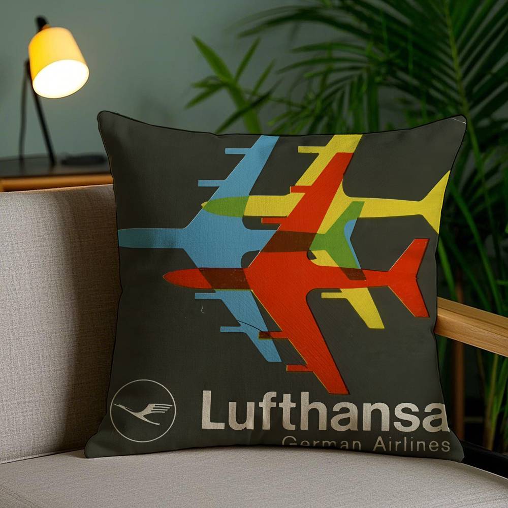 Pillow Case L-Lufthansa German Airlines Sofa Short Plush Double-sided HD Printing Room Home Office Gift Cushion Cover