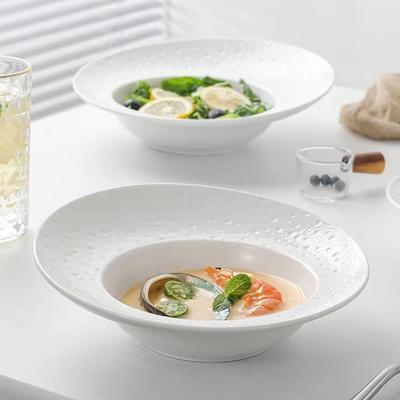 Französischer kreativer Salatteller, Strohhutteller, Premium-Feeling, Hotel-Essteller, Western-Pasta-Keramikteller, weißer Teller