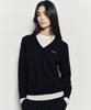 Nigaennikol Layered Round V Neck Knit_Black