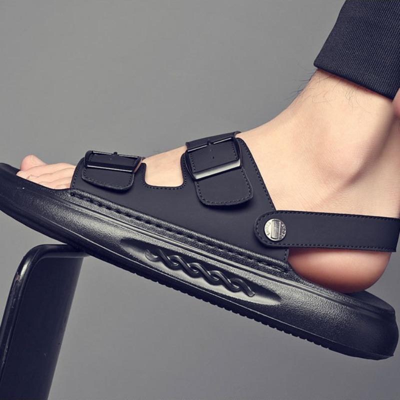 2026Summer New Men Sandals Fashion Casual Beach Sandal Outdoor Non Slip Platform Sandals for Men Cowhide Leather Sandalias Slies