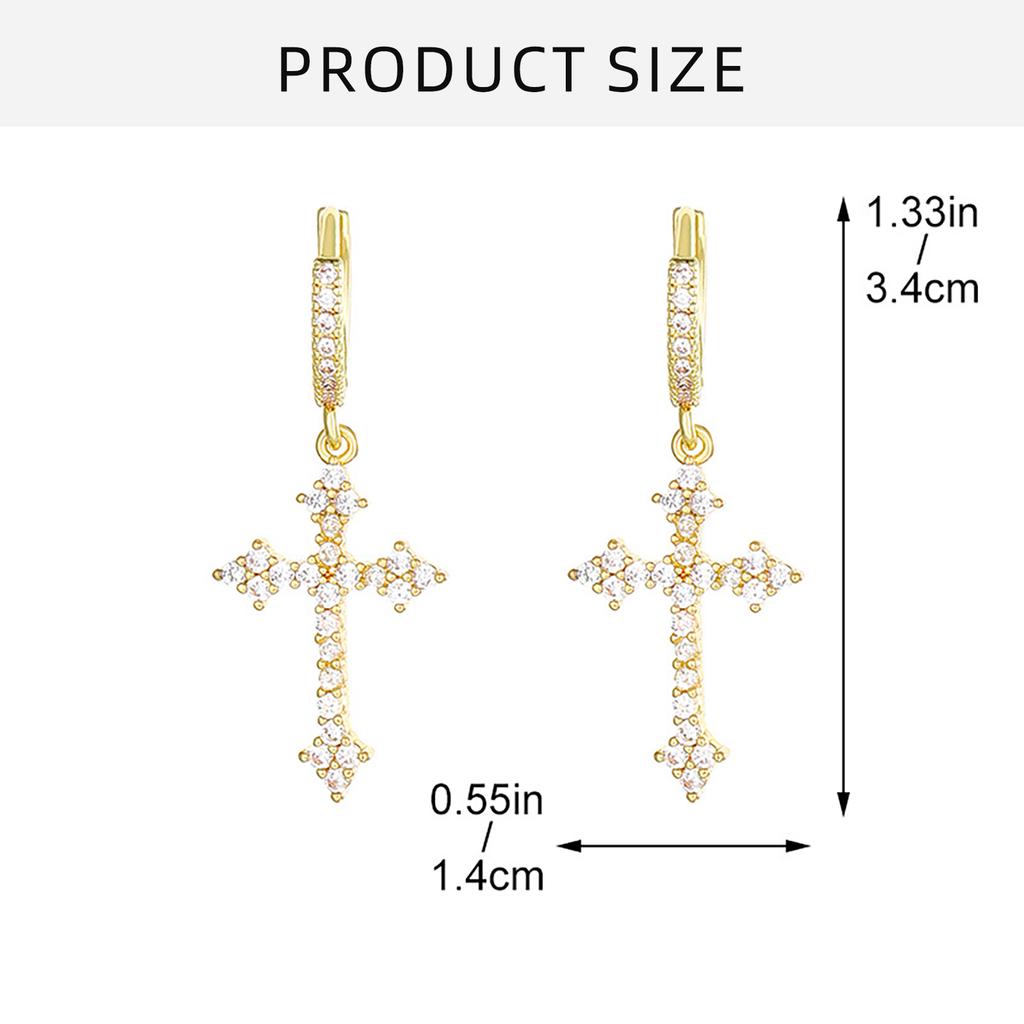 Elegant Crosses Hoop Earrings Elegant Hoop Earrings Accessory With Zircon Crosses Drop for Fashion Enthusiasts