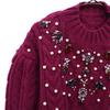 unused eimy istoire Long sleeve sweater F purple Knit Beads Women Used