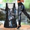 Fierce Wolf Pattern Print Yoga Outfit for Women Fashion Workout Leggings Fitness Sports Casual Yoga Set Sports Suit
