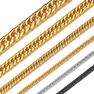 [ChainsHouse] Men's Curbside Curbside Necklace, Chain Only, Rust-Resistant 18k Gold Plated Gold and Stainless Steel, 66cm Long, 12mm Wide