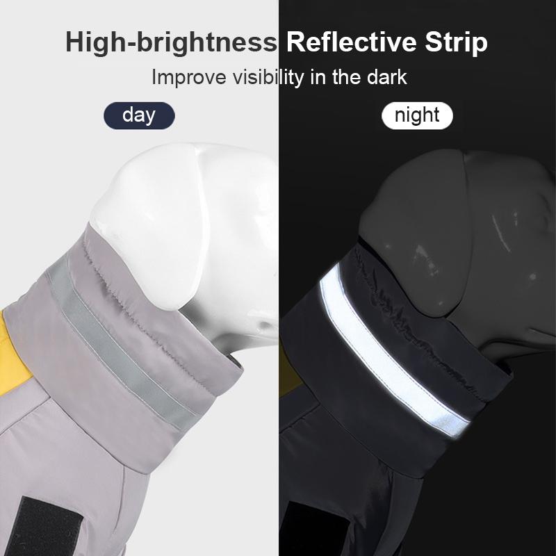 Giacca Calda per Cani a Collo Alto Cappotto in Cotone Gilet Riflettente Ispessito Autunno Inverno Vestiti per Animali Domestici per Cani Medi Grandi