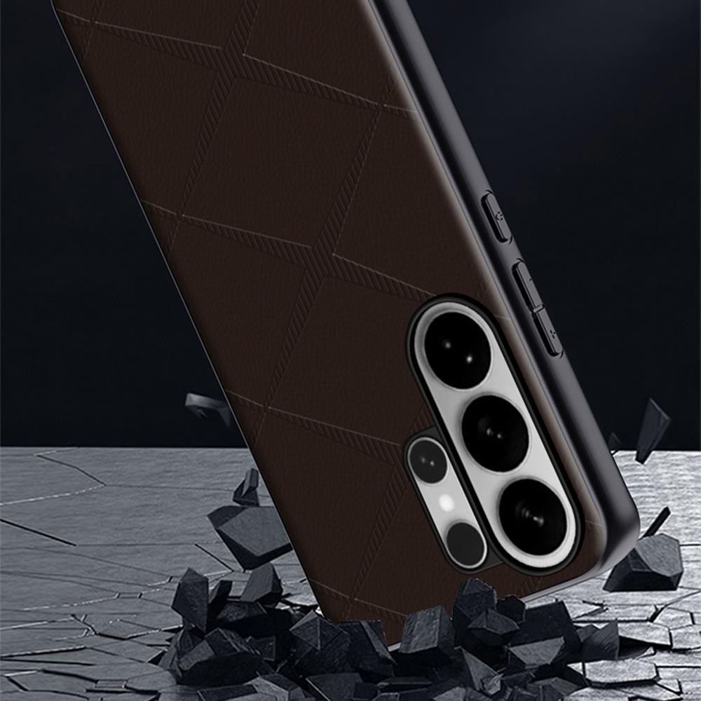 For Samsung Galaxy S24 Ultra Case X-Patterned TPU PU Leather PC Anti-Drop Phone Cover