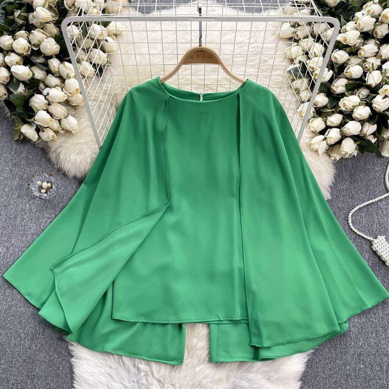 and American Plus size women clothing Design Sense Cape Pullover Shirts Female Senior Sense Royal Sister Wear Temperament Spring Clothing Women's Top