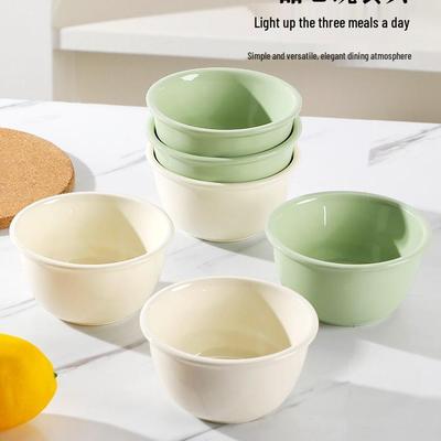 2025 Elegant Ceramic Rice Bowl: High-Value Cream Style Tableware for Home Use
