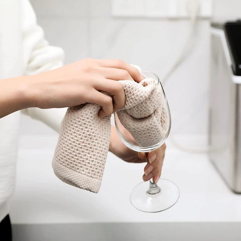 Honeycomb 100% Cotton Kitchen Towels Ultra Soft Absorbent Reusable Washable Household Dish Cloths Cleaning Towels