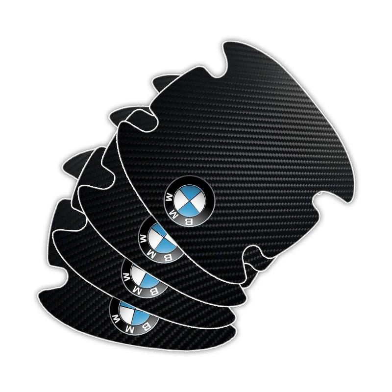 4 Stück Kohlefaser Auto Türgriff Schutzaufkleber Emblem Zubehör für BMW 3 4 5 7 Serie GT X1 X3 X4 X5 X6 F15 F16 F18 F10