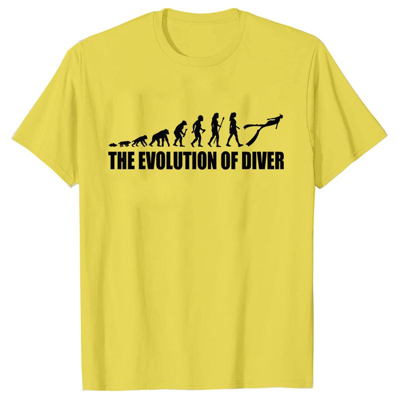 Funny Evolution of Diving Women T-Shirt Short Sleeve O-Neck Tees Fashion Scuba Diver Girl Tops Casual Summer Female Clothing