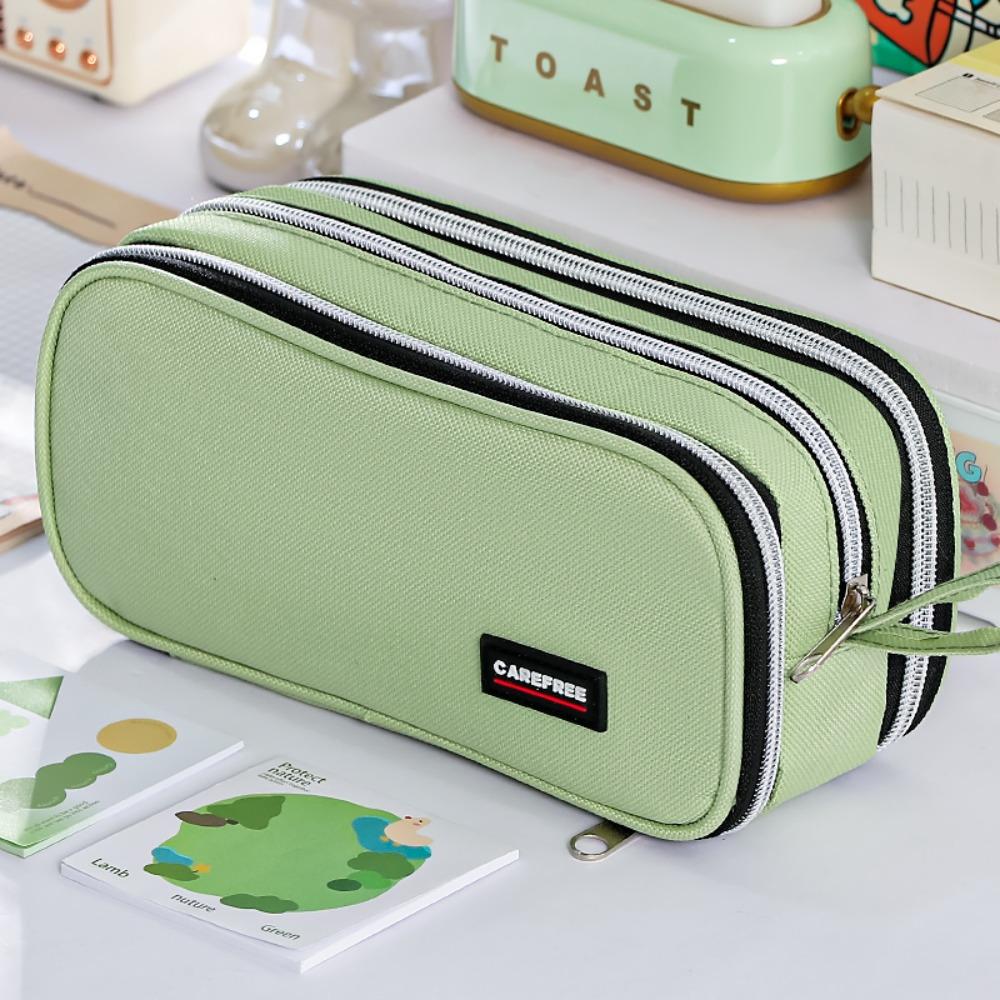Large Capacity Pencil Case Zipper Design Stationery Organizer High Aesthetic Pen Bag School Office