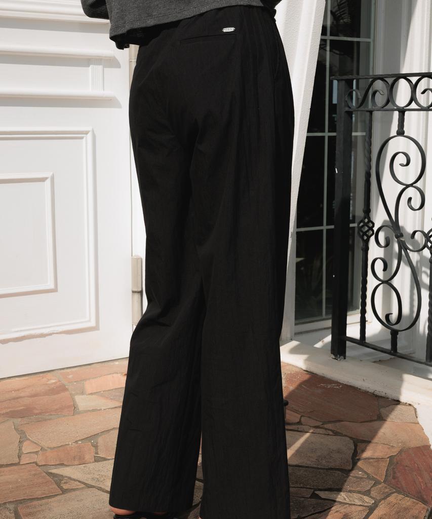 DEHEVE String Pintuck Wide Pants [Black]