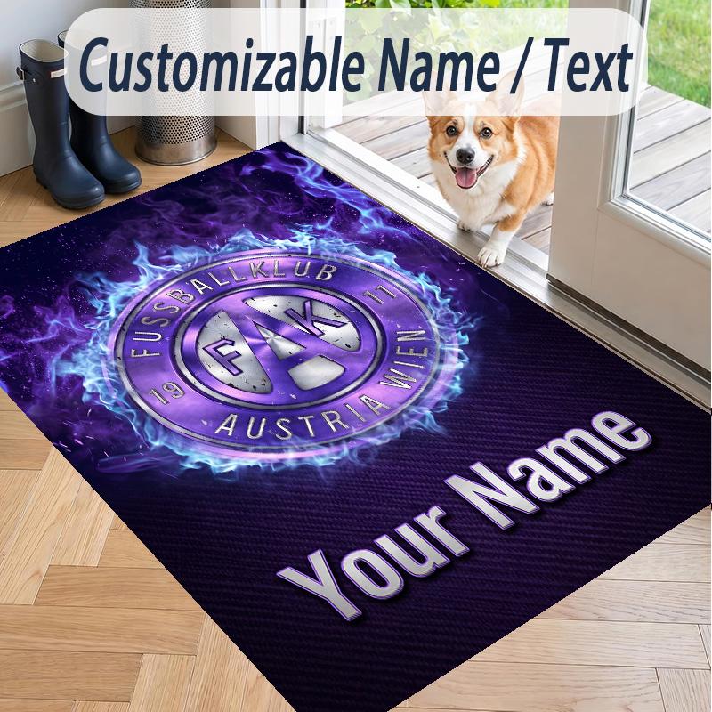 Custom Text Printed Rug Austria Wien FC Non Slip Floor Carpet For Home Room Decor