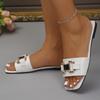 Women Slippers Summer Comfort Outdoor Shoes Square Toe Non Slip Beach Sandals Metal Chain Flat Slippers Slides Women