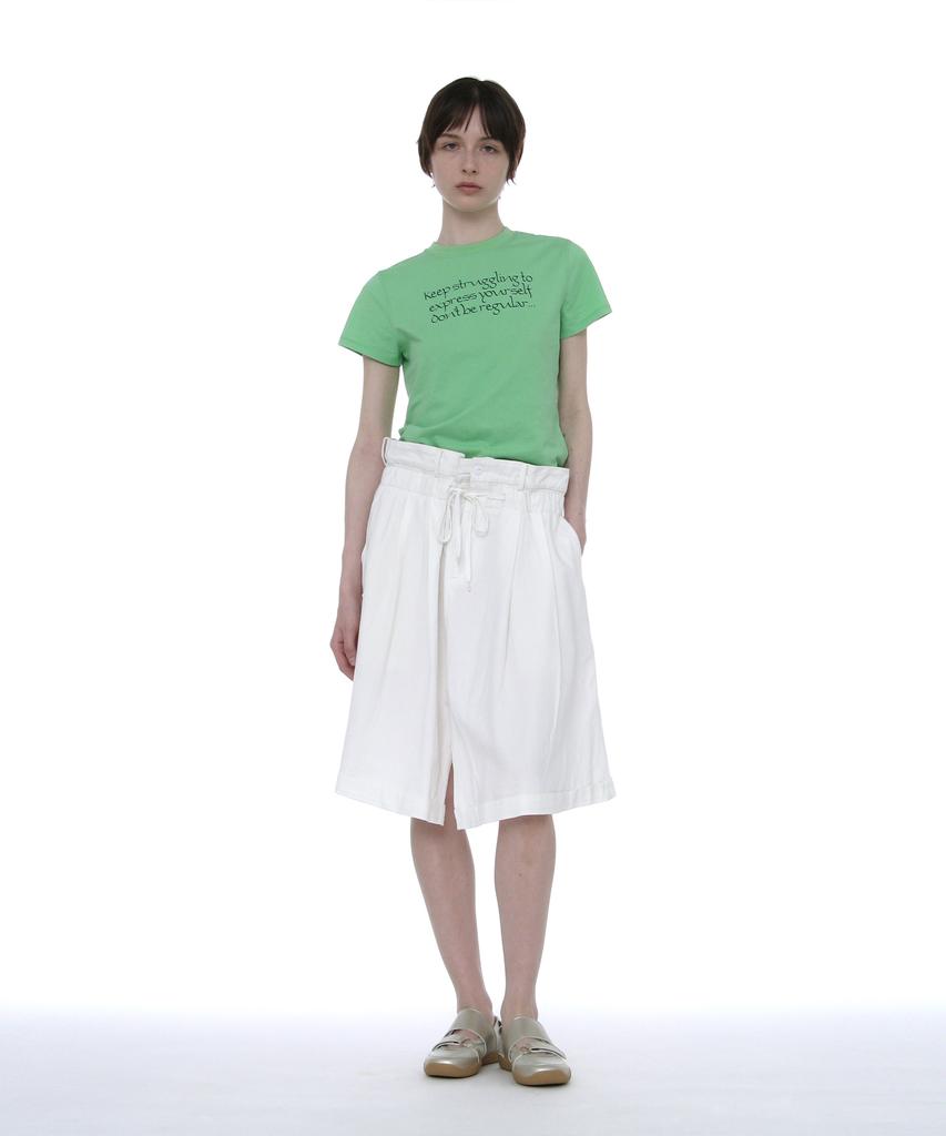 Partimento Woman Foldover Waist Midi Skirt_White