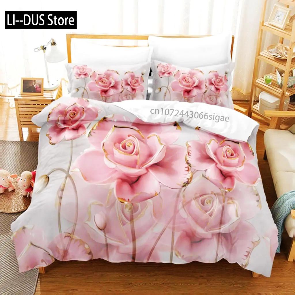 Flower Duvet Cover Bedding Set Quilt Case Linens King Queen Full Size 3D Print Pillowcase Single Twin Bed 240x220 260x240